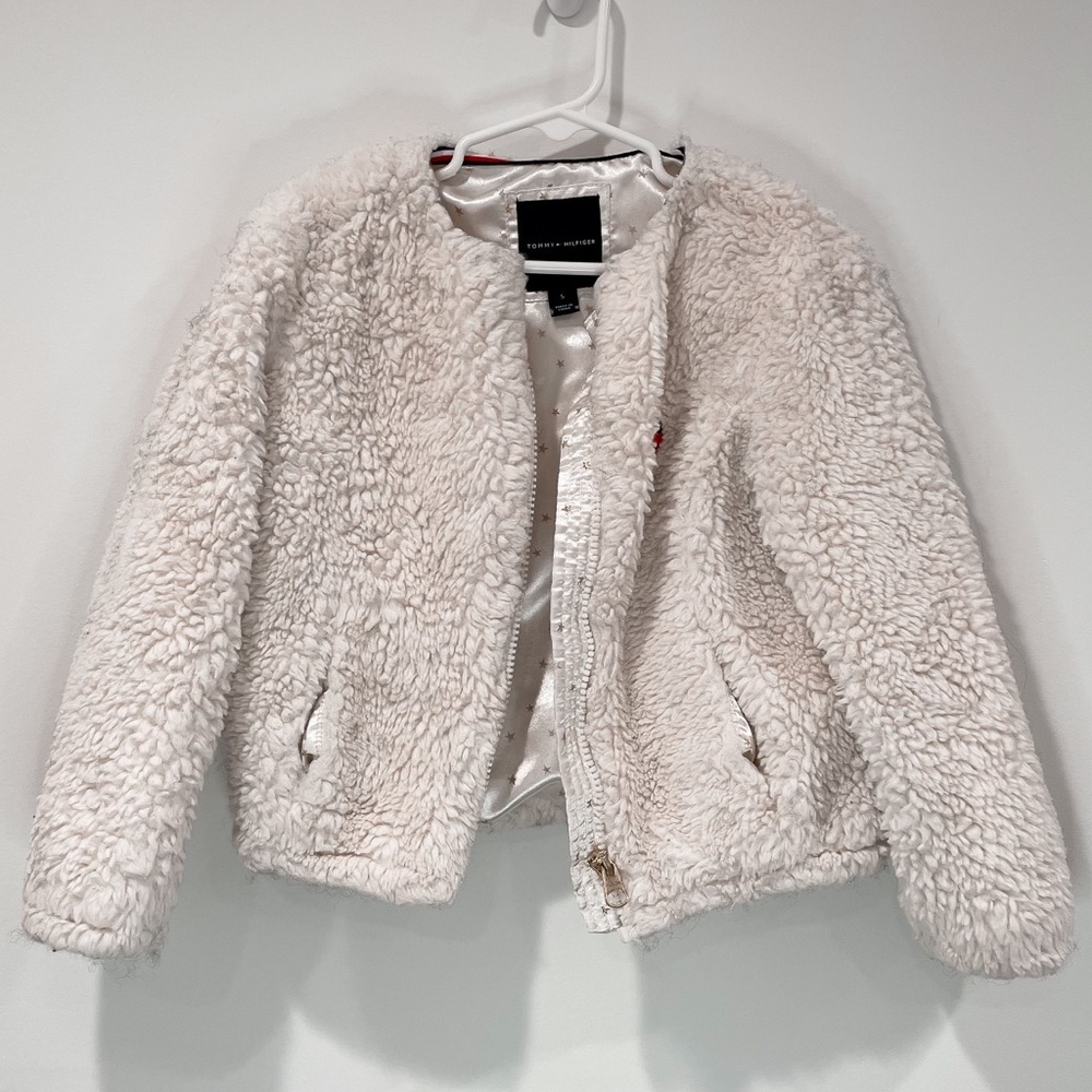 KIDS: Tommy Hilfiger Cream Faux Fur Teddy Jacket